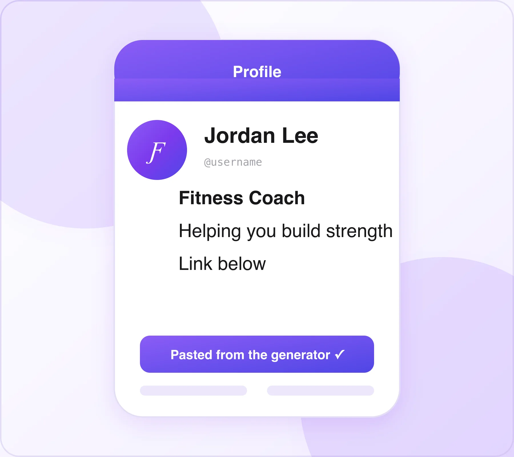 Bold text generator on a profile Example profile using styled text from the bold text generator