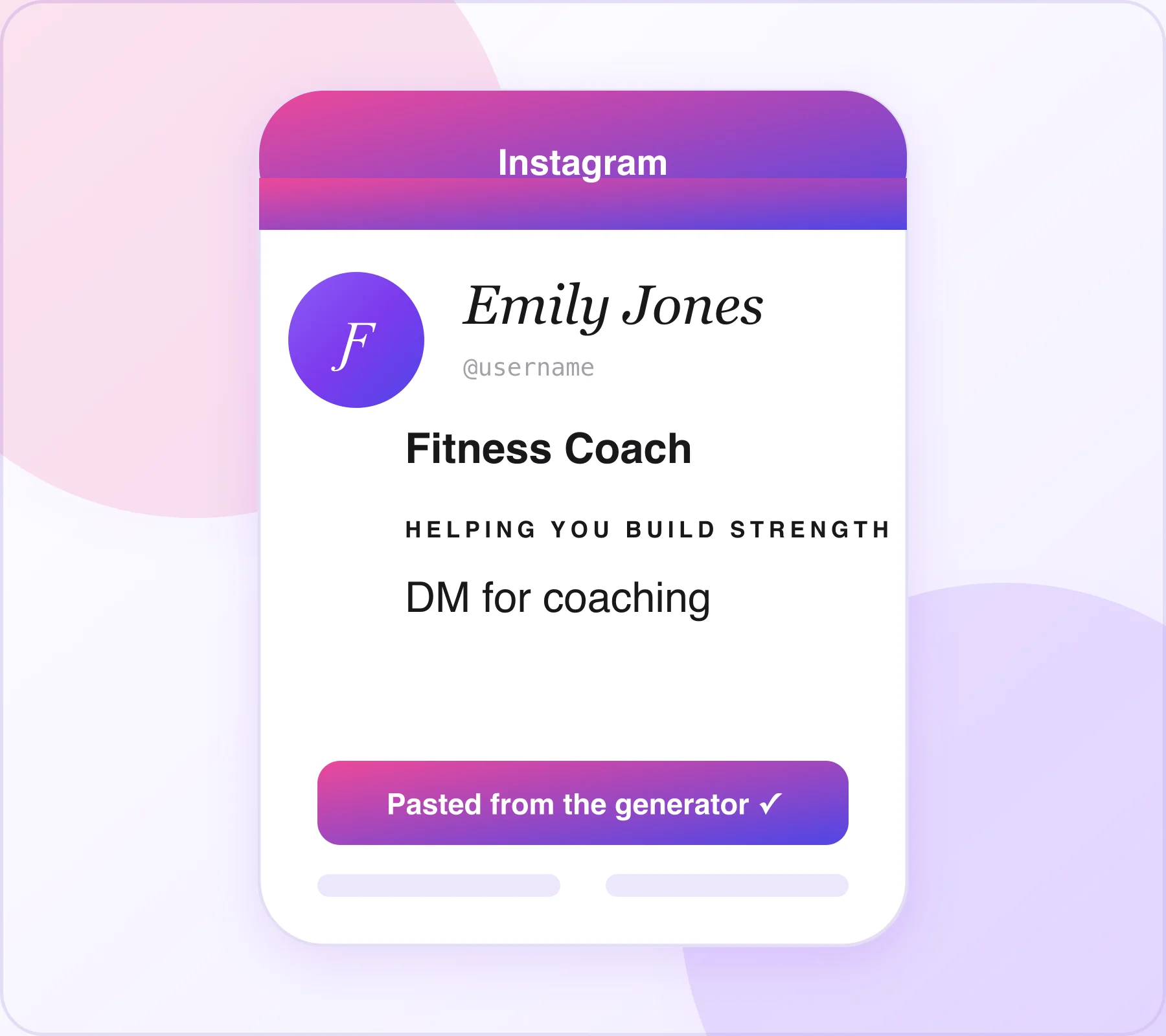 Example profile using styled text from the Instagram font generator