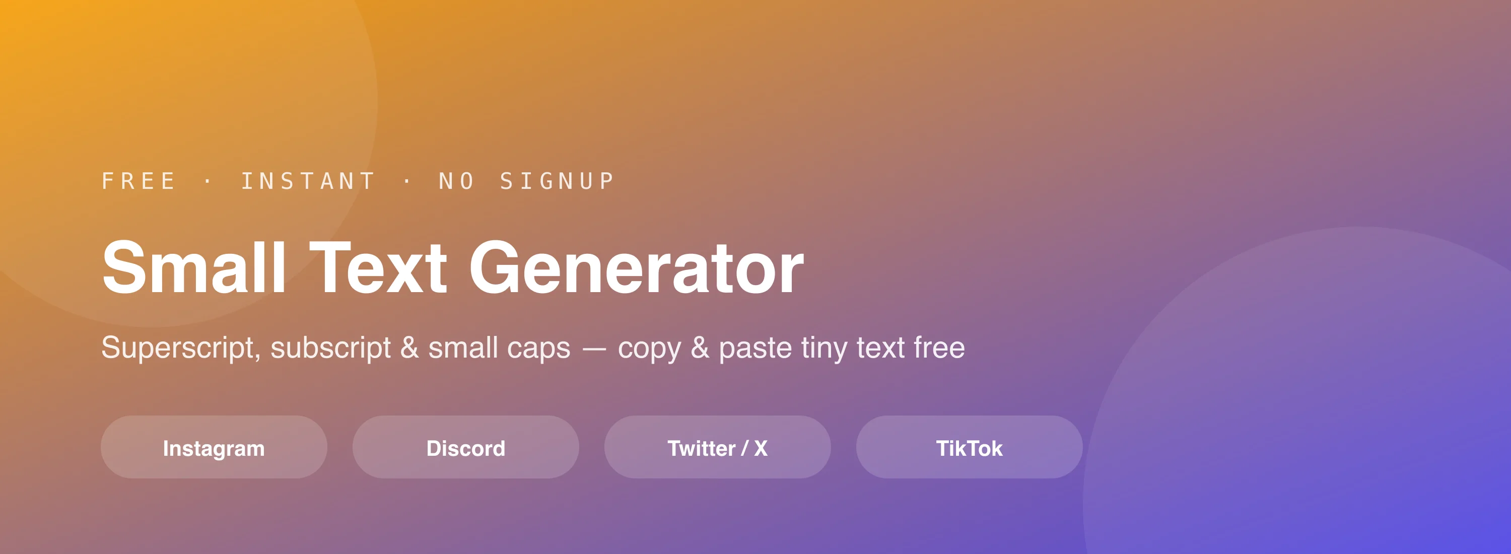 Small text generator — copy & paste free Small text generator — free copy and paste banner