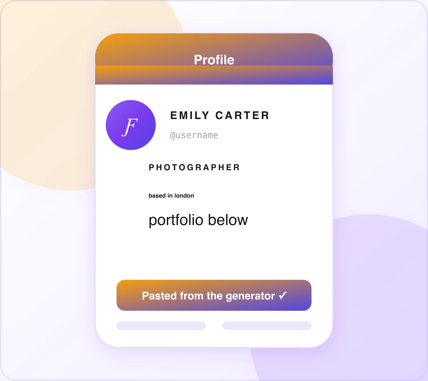 Small text generator on a profile Example profile using styled text from the small text generator