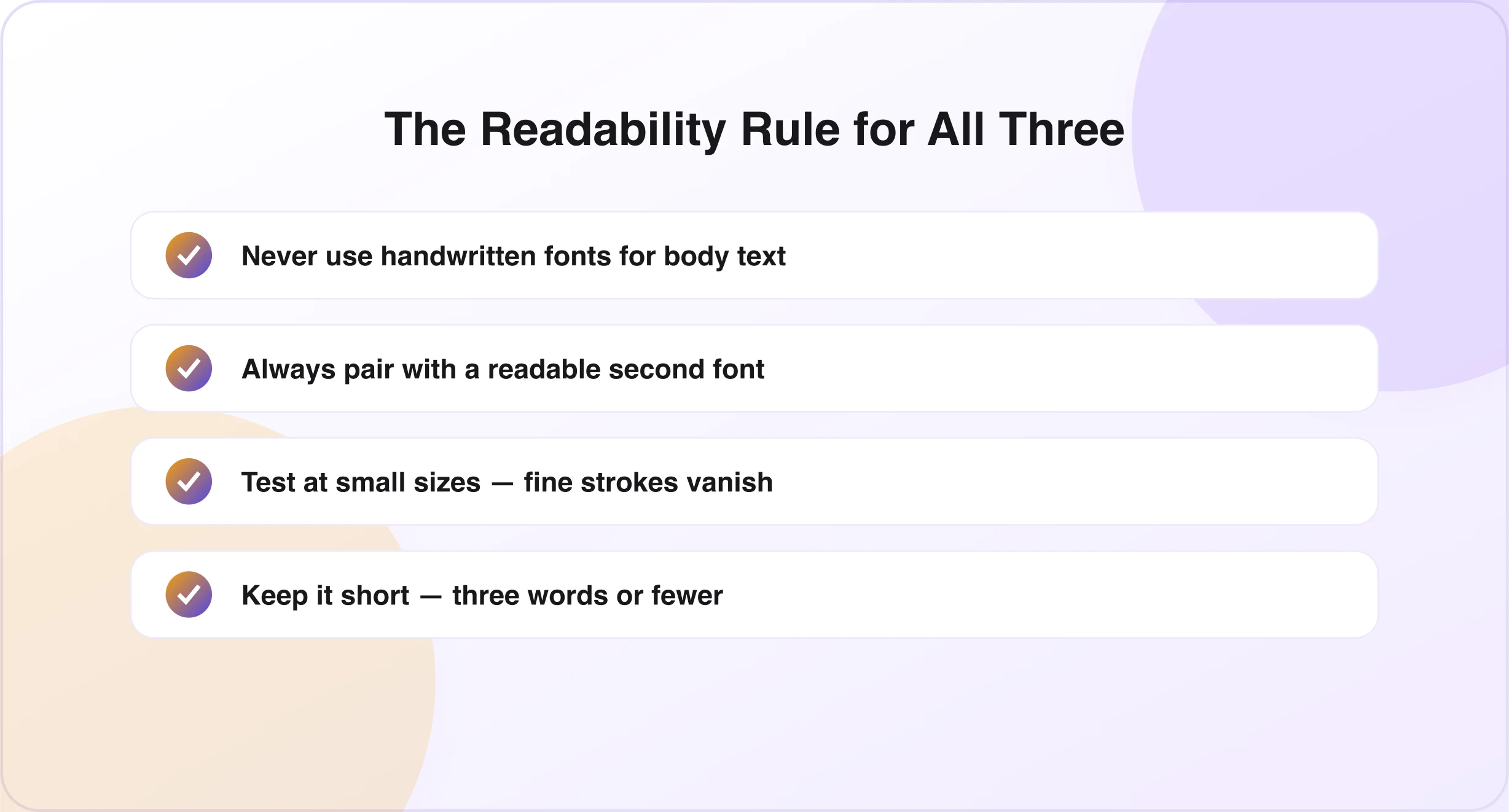 Font readability rules Readability rules for cursive, script and handwriting fonts