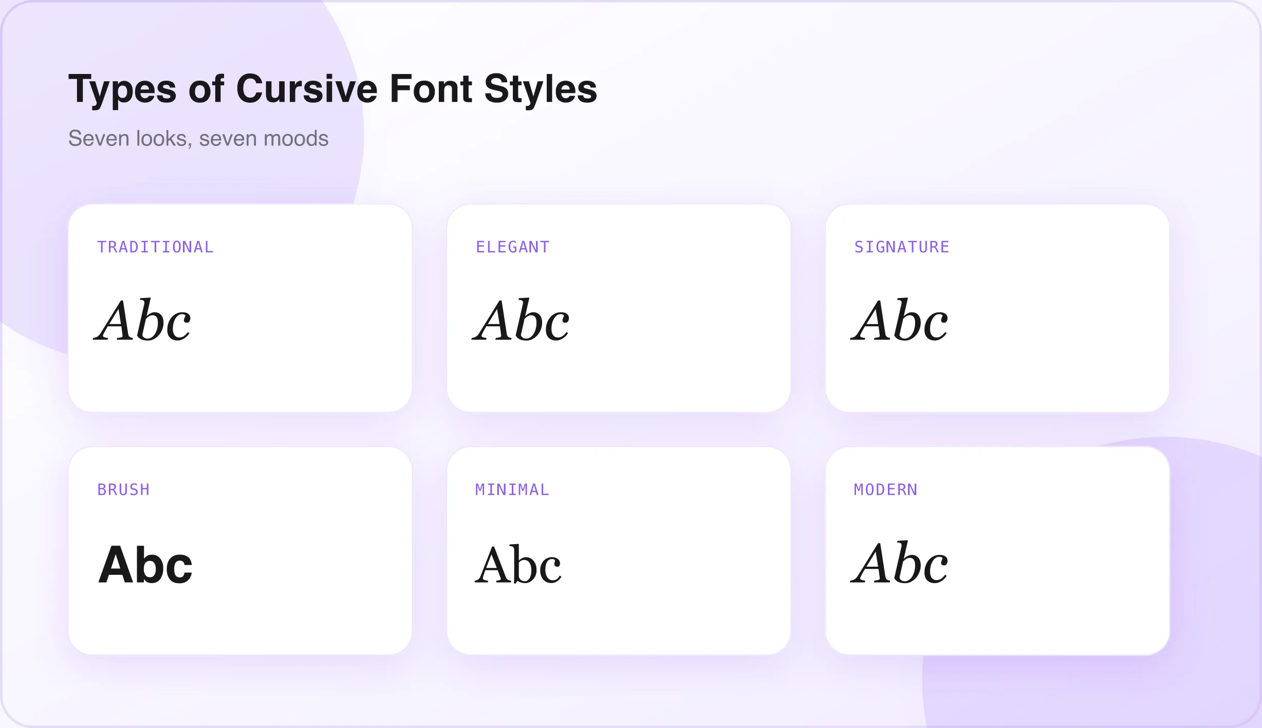 Cursive font style types The main types of cursive font styles