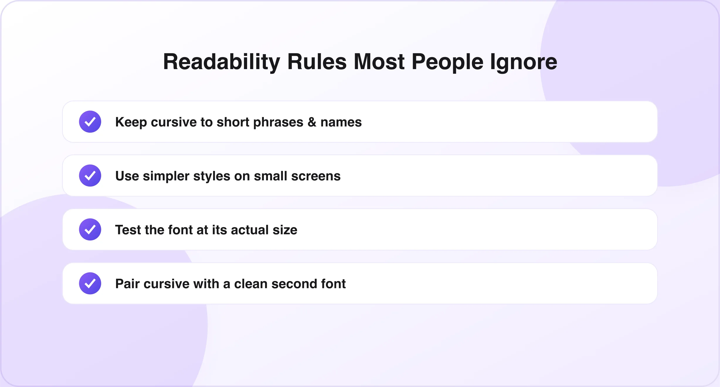 Cursive readability tips Readability tips for choosing cursive fonts