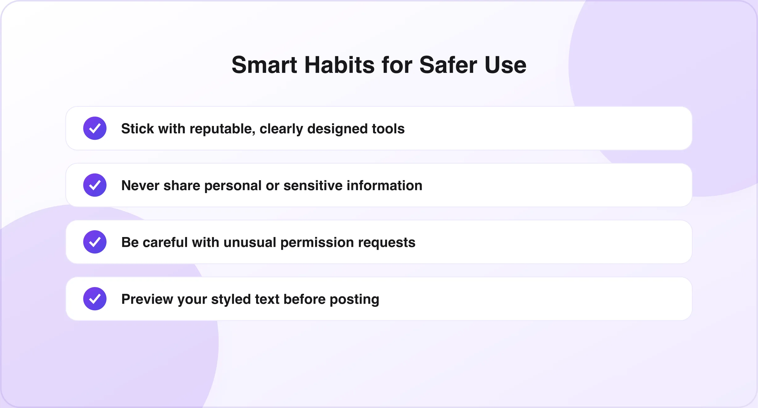 Checklist of smart habits for using a font generator safely